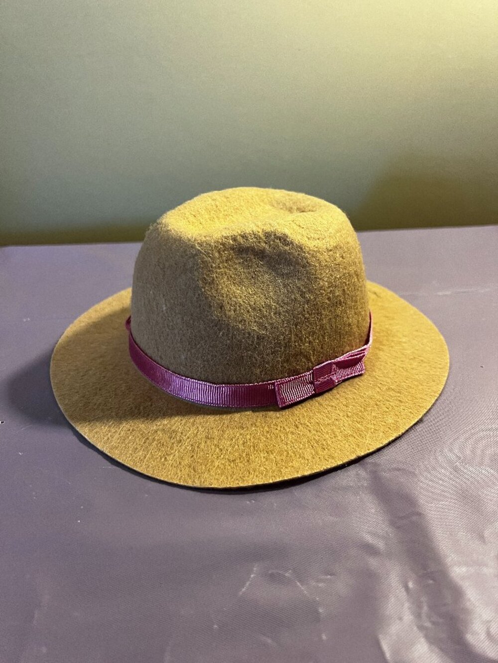 American Girl Kira Bailey Tan Felt Hat Purple Ribbon Bow Retired GOTY 2021